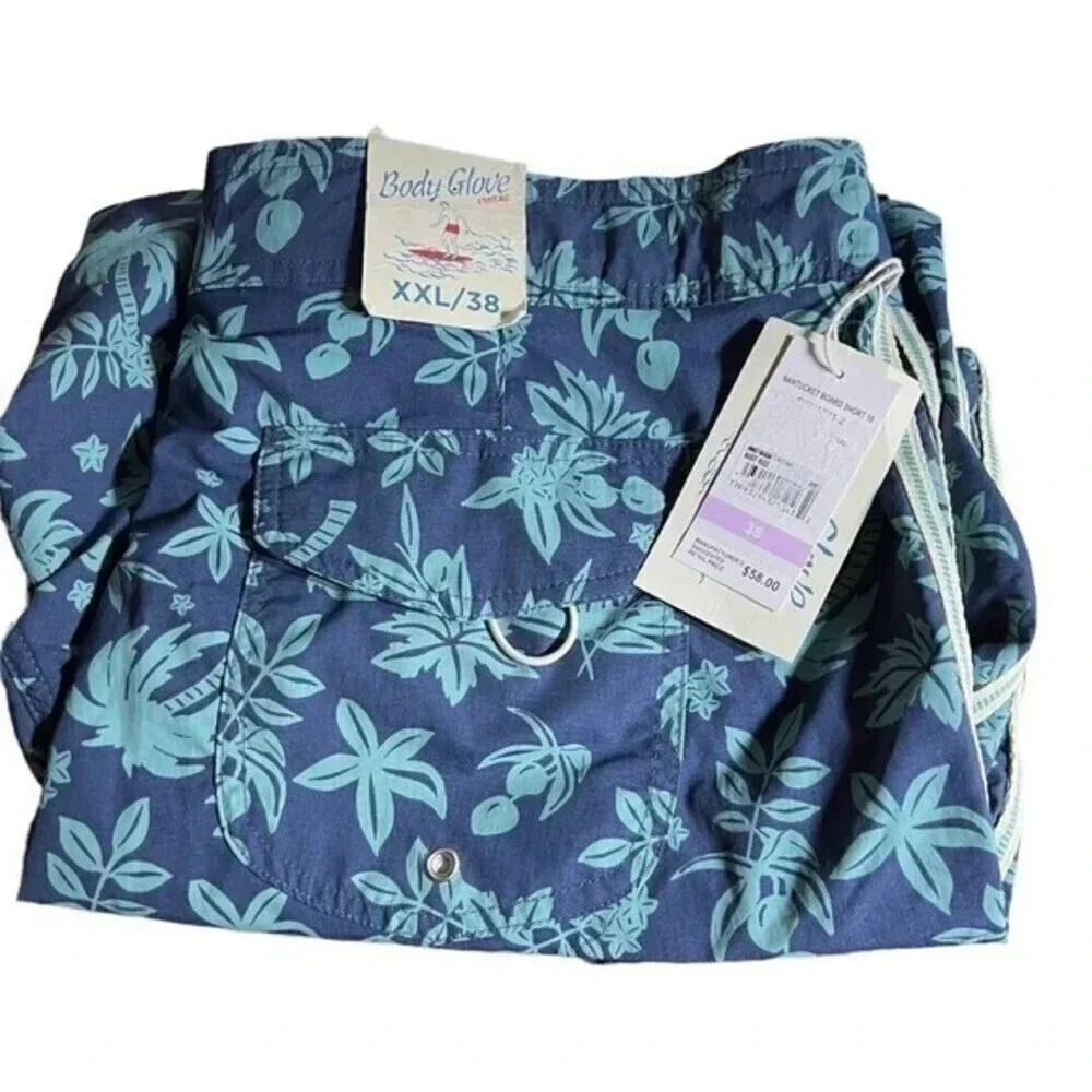 Body Glove BoardShorts Size 38 XXL Nantucket 6 in inseam  Blue Palm‎ Tree New​​​